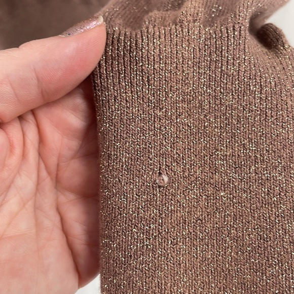 Loft Rose Gold Metallic Thread Zip Accent Banded Long Sleeve Cuffs Bottom - Picture 12 of 12